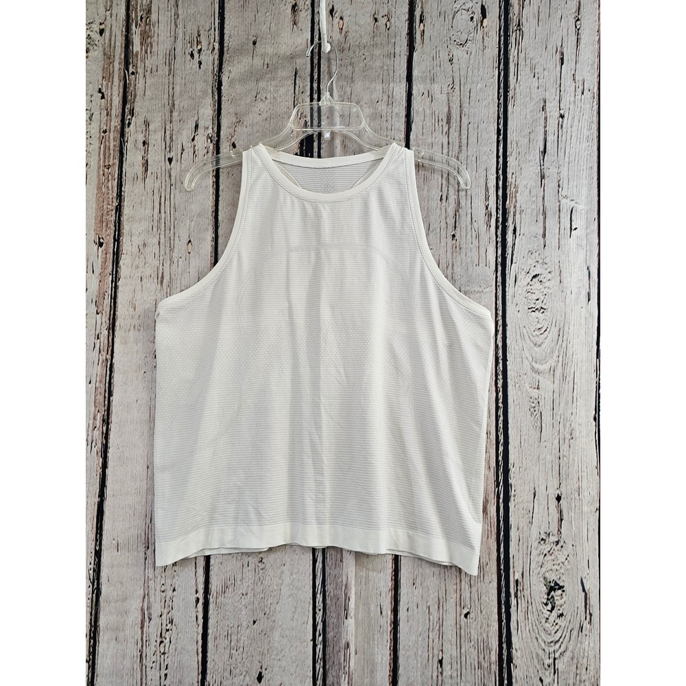 Lululemon Swiftly Tech Tank Top Womens 14 White Solid Racerback High Neck Mesh